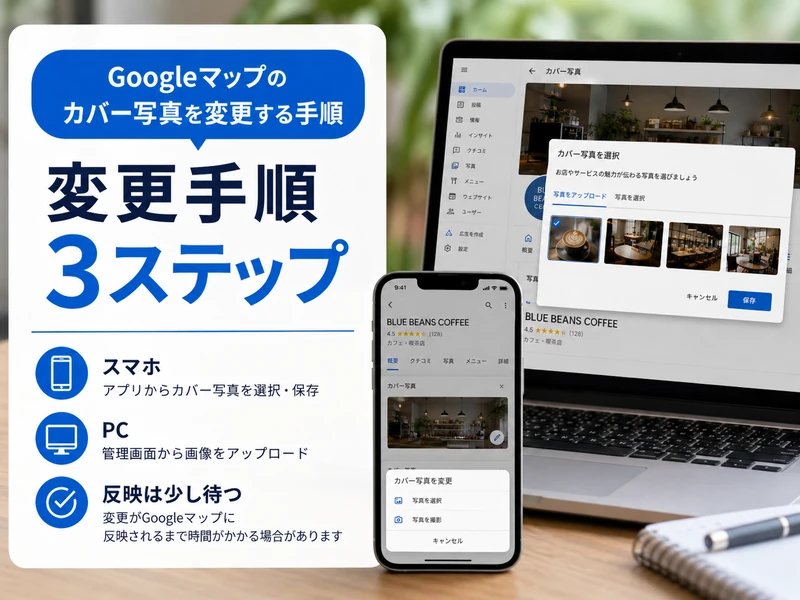 Googleマップのカバー写真を変える3ステップ！サイズの目安と反映されないときの対処法