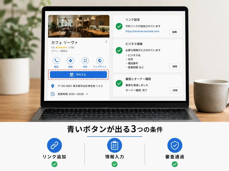 【保存版】Googleビジネスプロフィールの予約リンクとは？青いボタンが出る3つの条件