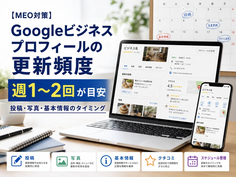 【MEO対策】Googleビジネスプロフィールの更新頻度は週1〜2回が目安!投稿・写真・基本情報のタイミングを解説