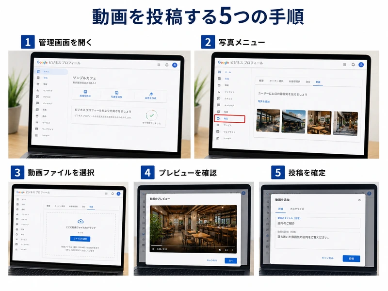 【解説】Googleビジネスプロフィールの動画投稿5つの手順！条件と注意点も紹介